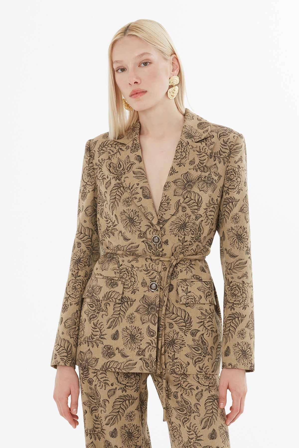 Patterned Jacket and Trousers Set