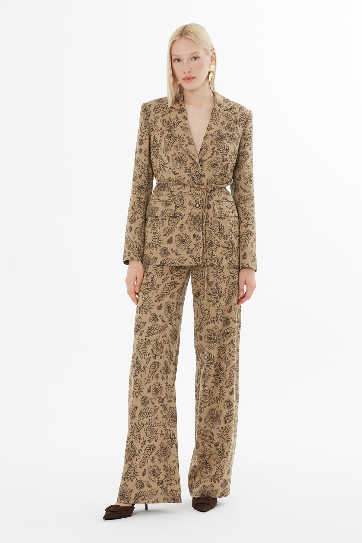 Patterned Jacket and Trousers Set