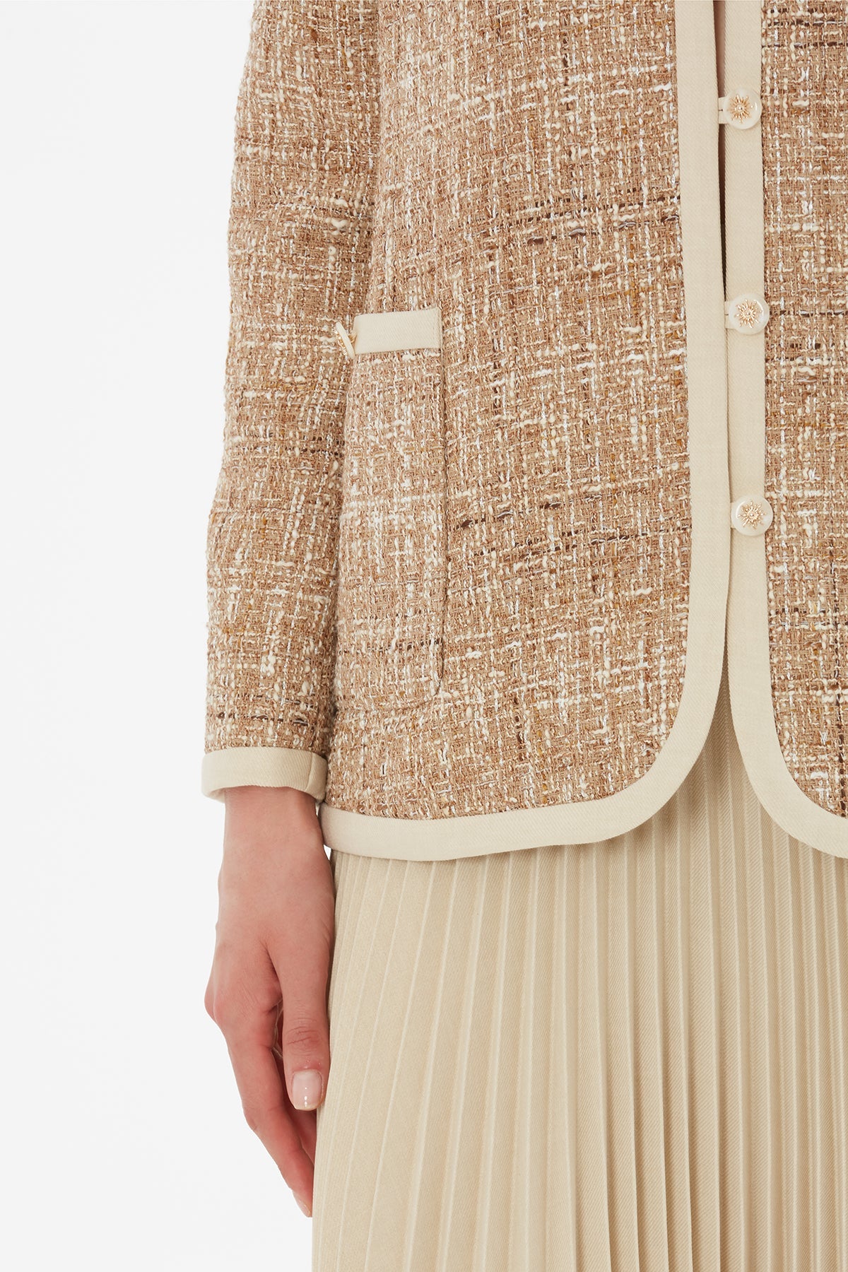 Beige Suit with Button-Down Jacket