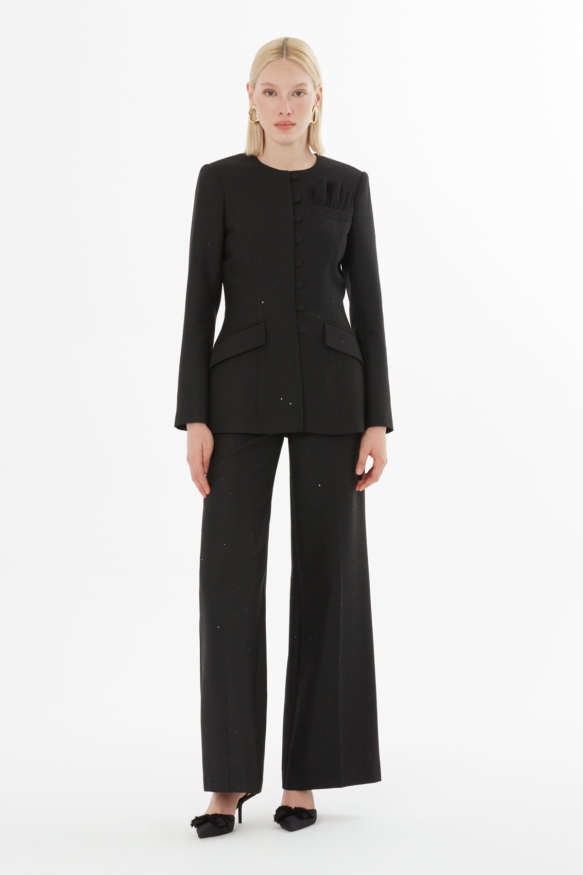 Black Suit with Button-Down Jacket