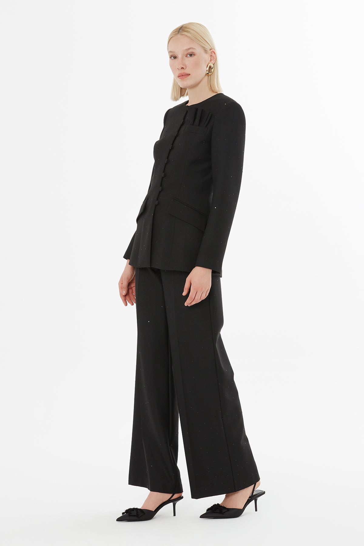 Black Suit with Button-Down Jacket