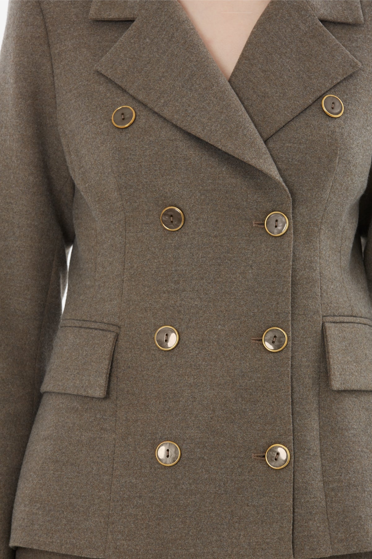 Beige Double-Breasted Jacket Suit