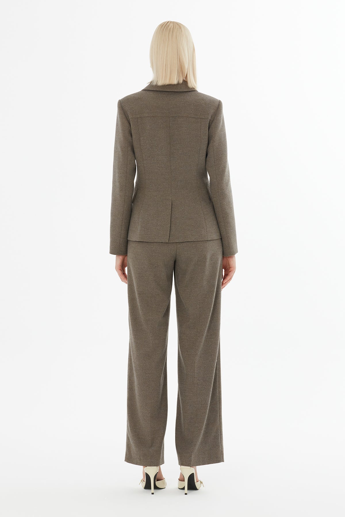 Beige Double-Breasted Jacket Suit