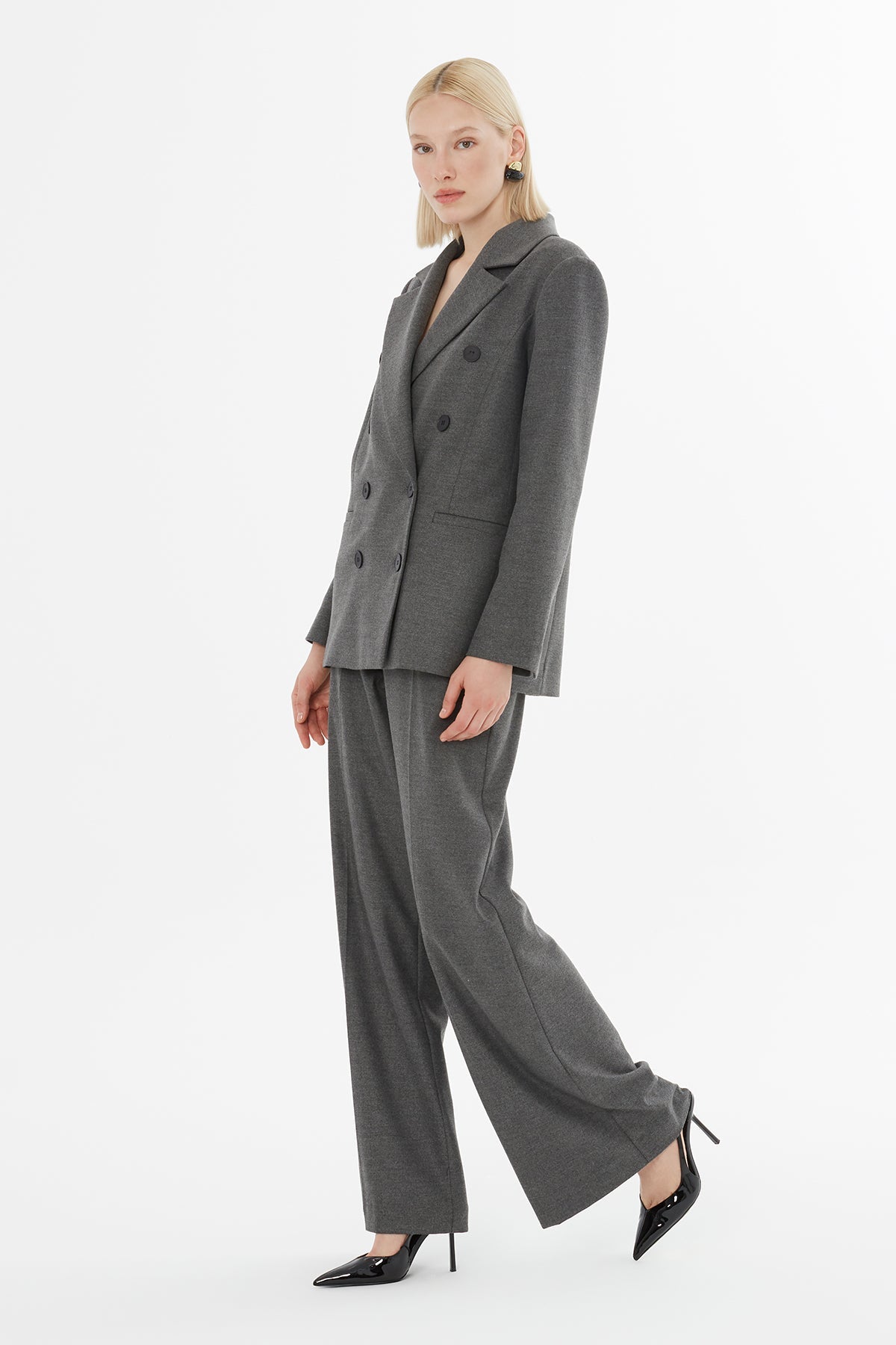 Grey Double-Breasted Jacket Suit