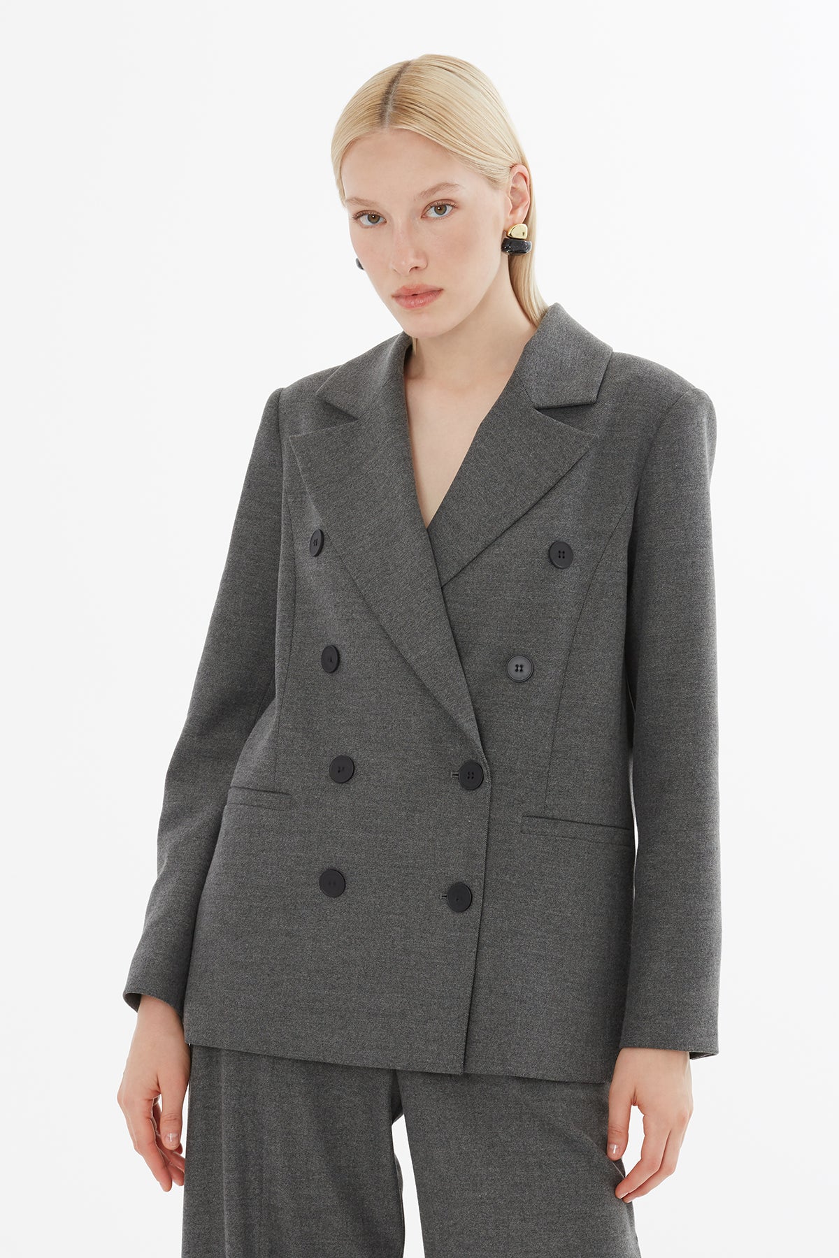 Grey Double-Breasted Jacket Suit