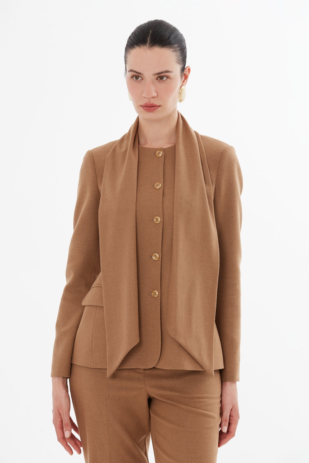 Brown Shawl-Collared Detail Suit