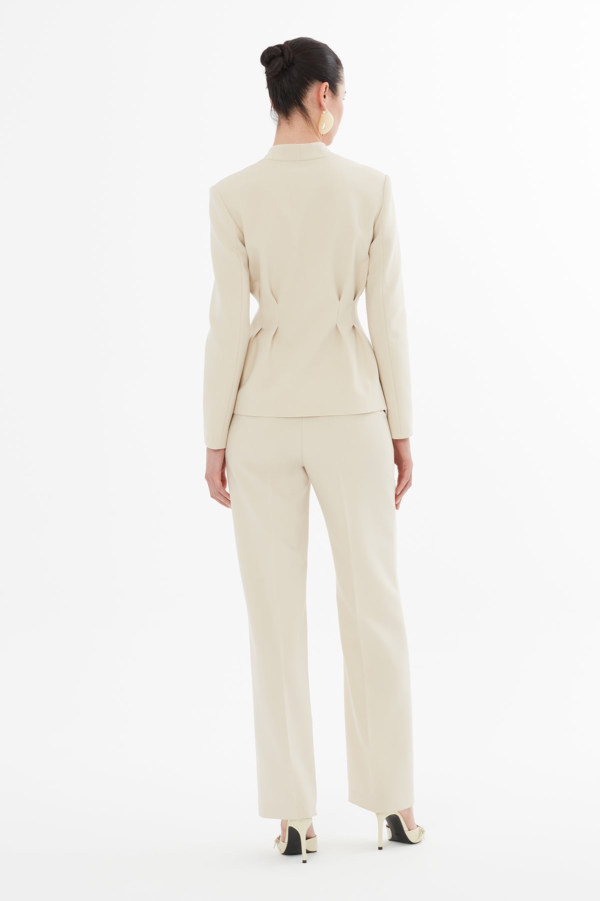 Beige Jacket and Carrot Pants Suit