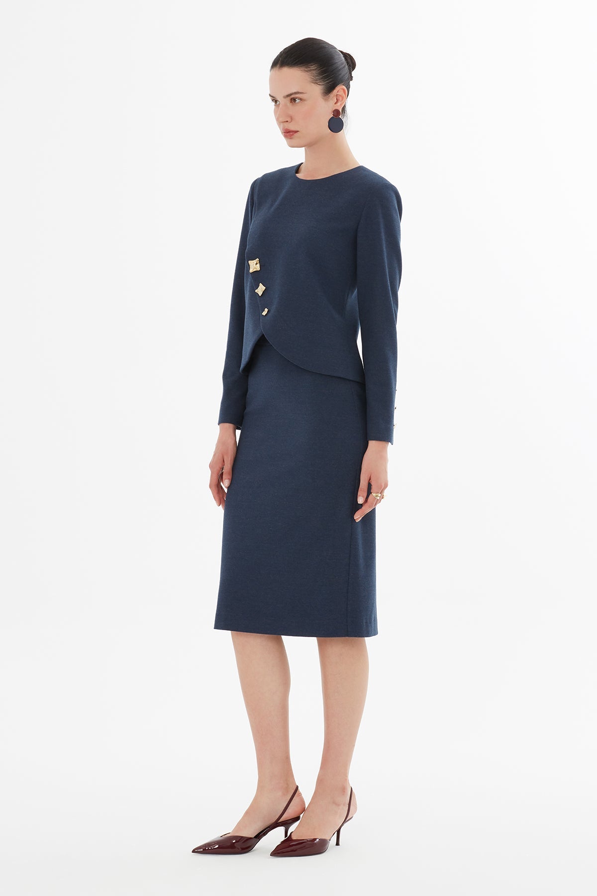 Navy Jacket with Button Details Suit