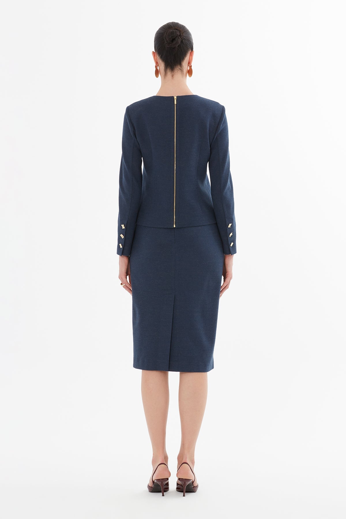 Navy Jacket with Button Details Suit