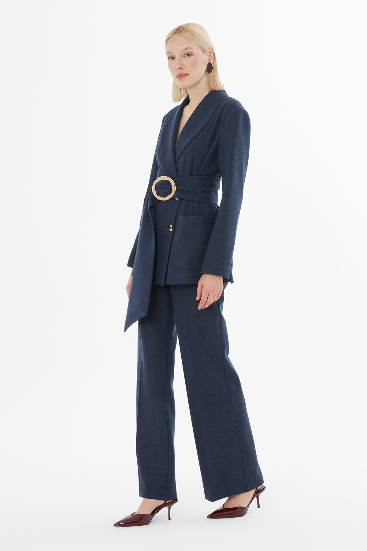 Navy Suit with Belted Jacket