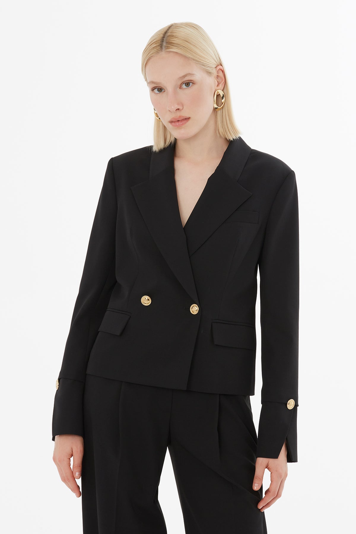 Black Suit with Double-Breasted Jacket