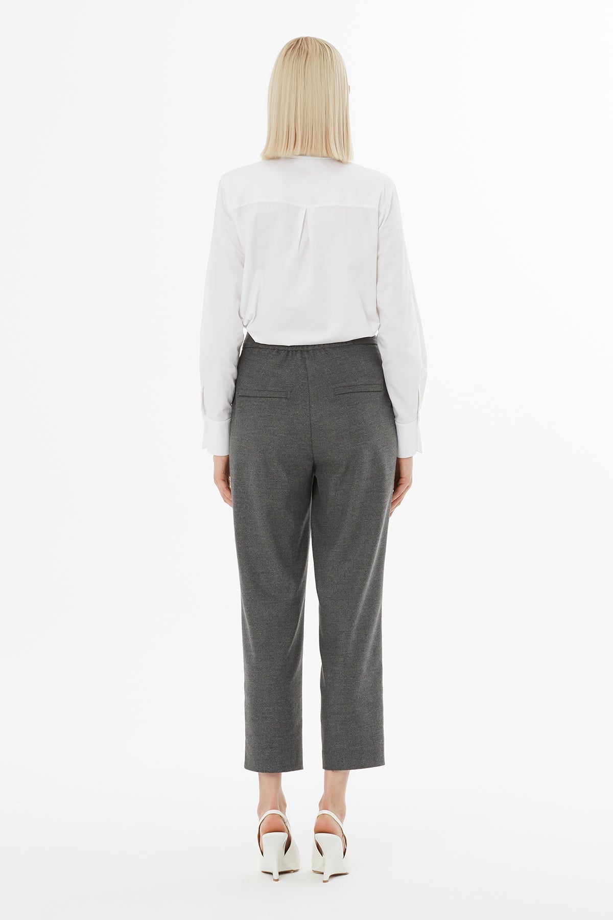Grey Trousers with Belt Buckle
