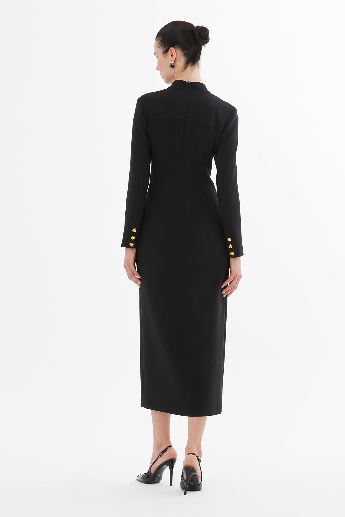 Black Wrap-Around Slit Midi Dress