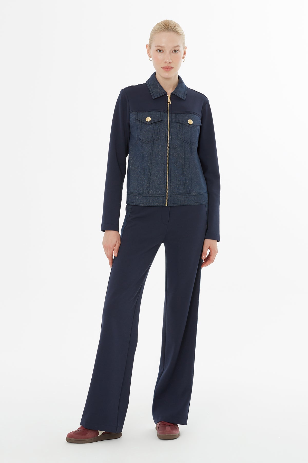 Navy Hooded Zip-Up Tracksuit Set