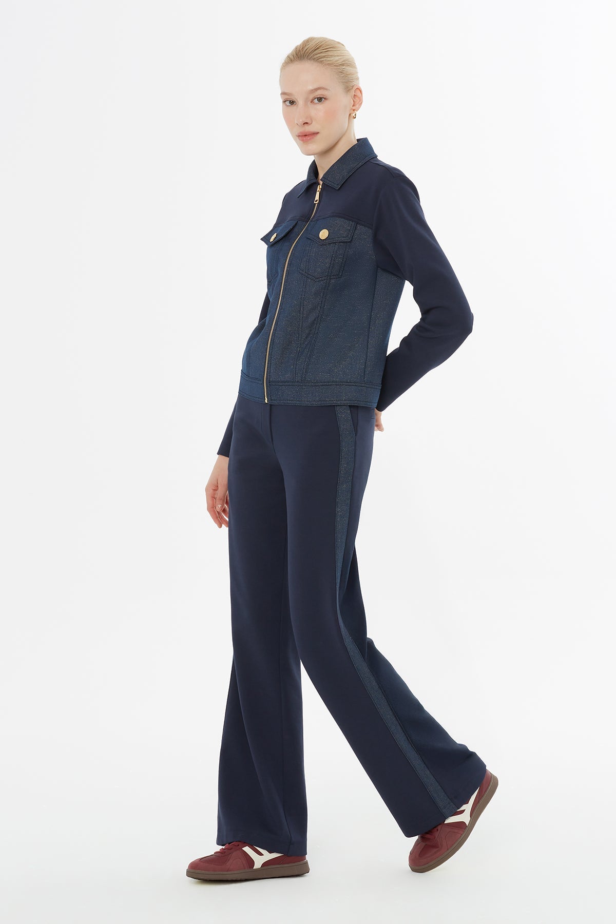 Navy Hooded Zip-Up Tracksuit Set