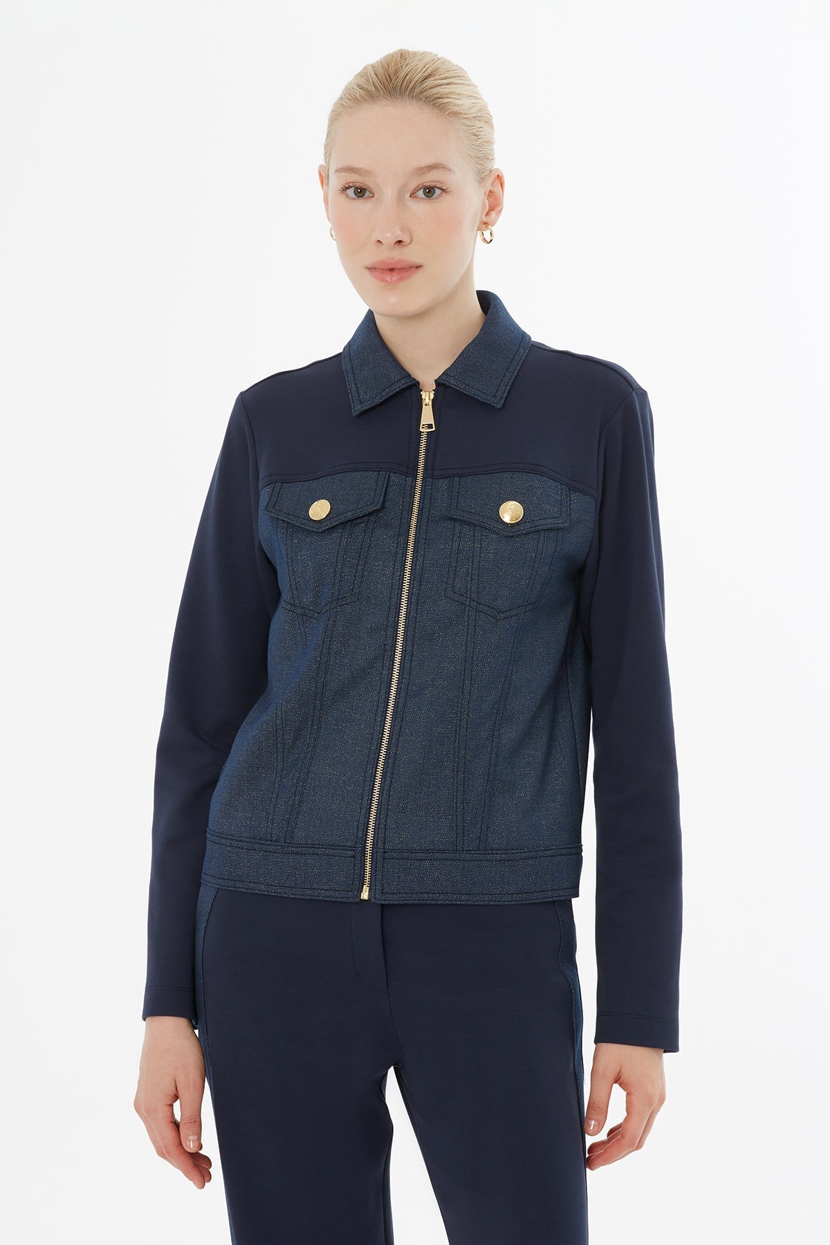 Navy Hooded Zip-Up Tracksuit Set