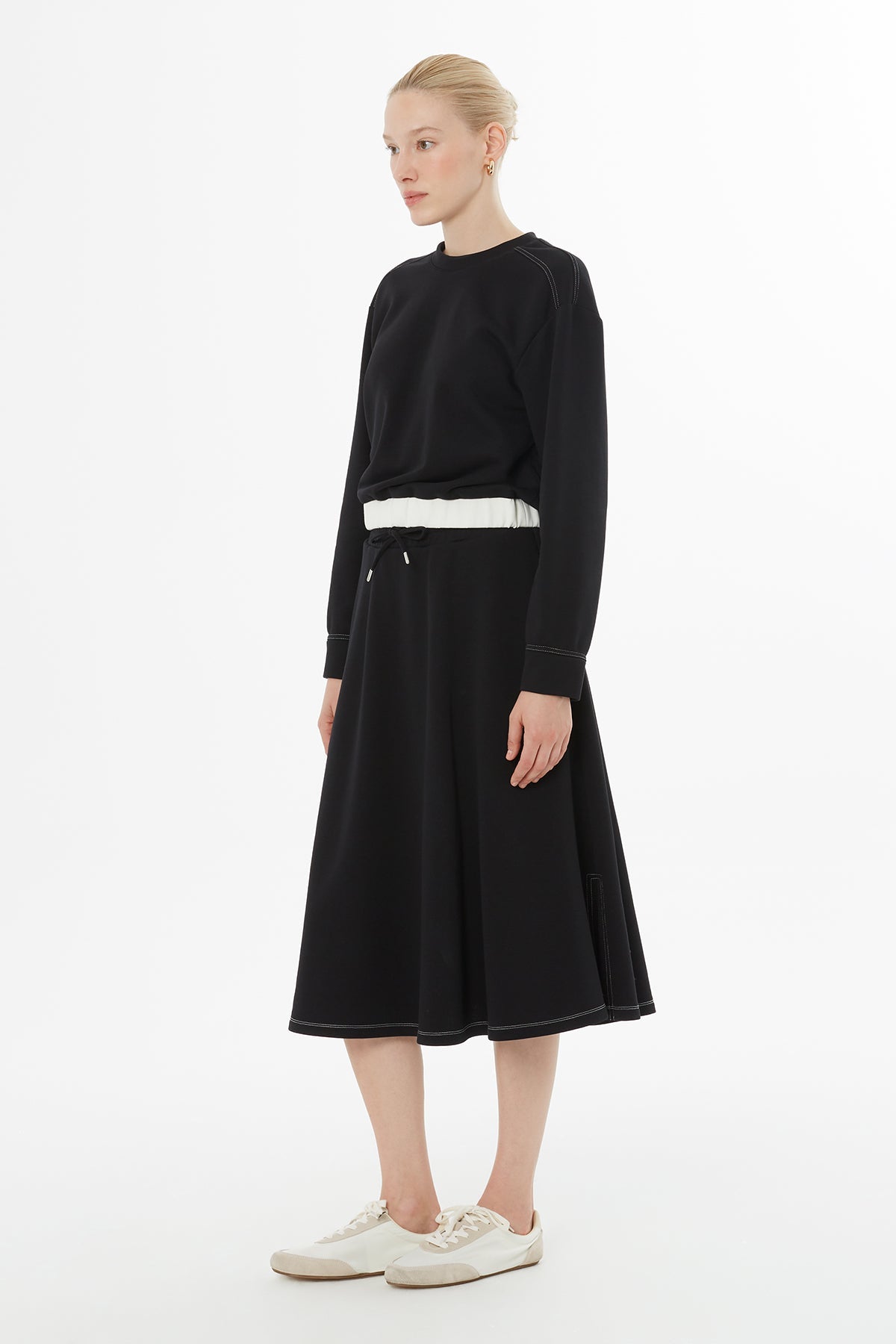 Black Skirt Set with Drawstring Waist