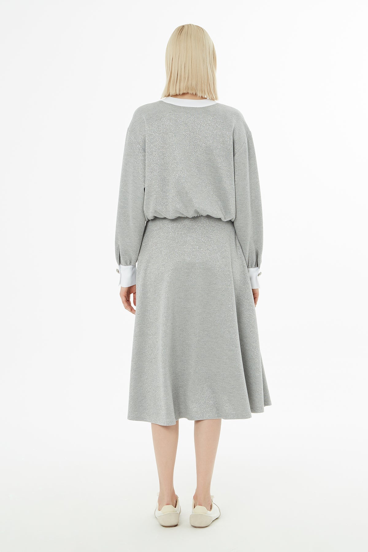 Grey Jacket and Midi Skirt Set