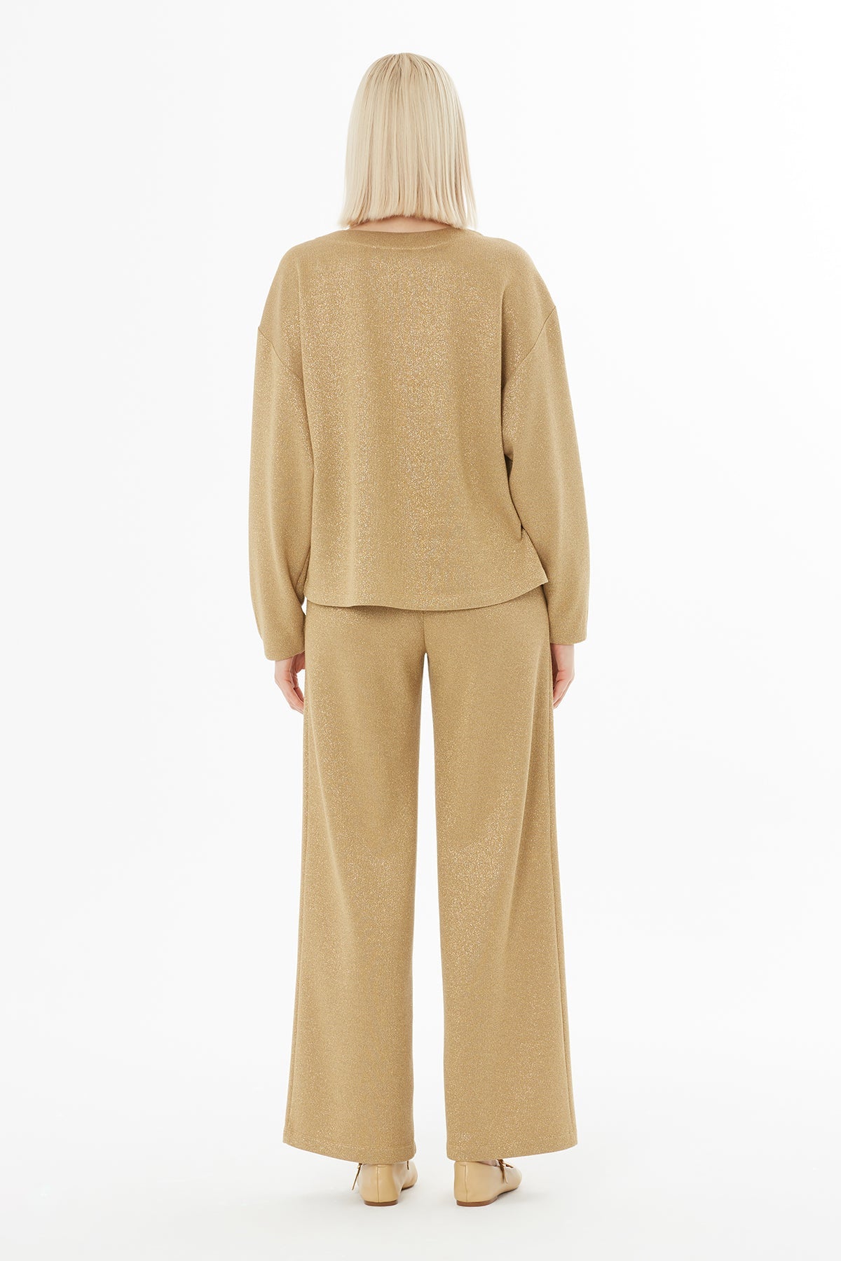 Beige Set with Brooch Detail