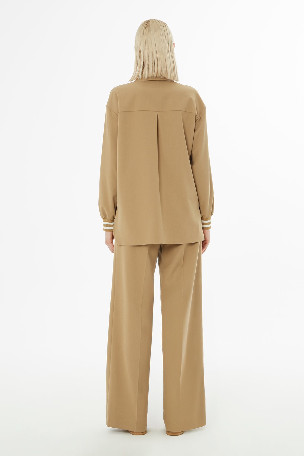 Camel Tracksuit Set with Knitted Detail