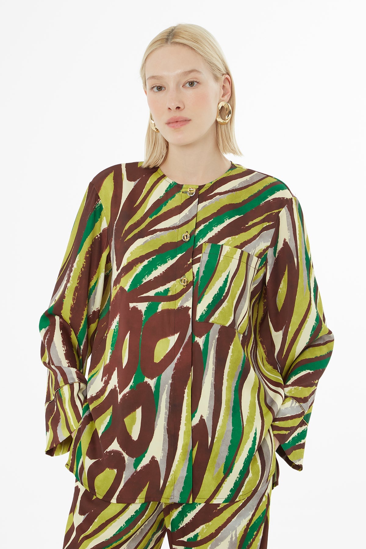 Printed Blouse and Pants Set