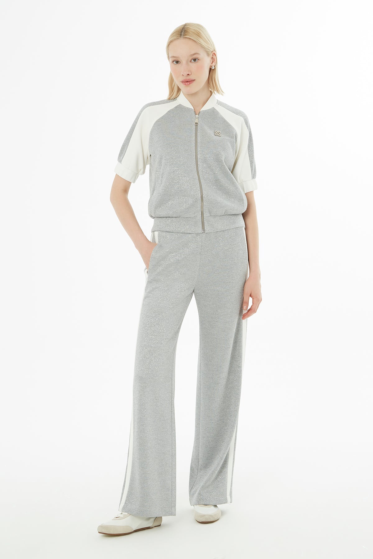 Grey Short-Sleeve Tracksuit Set