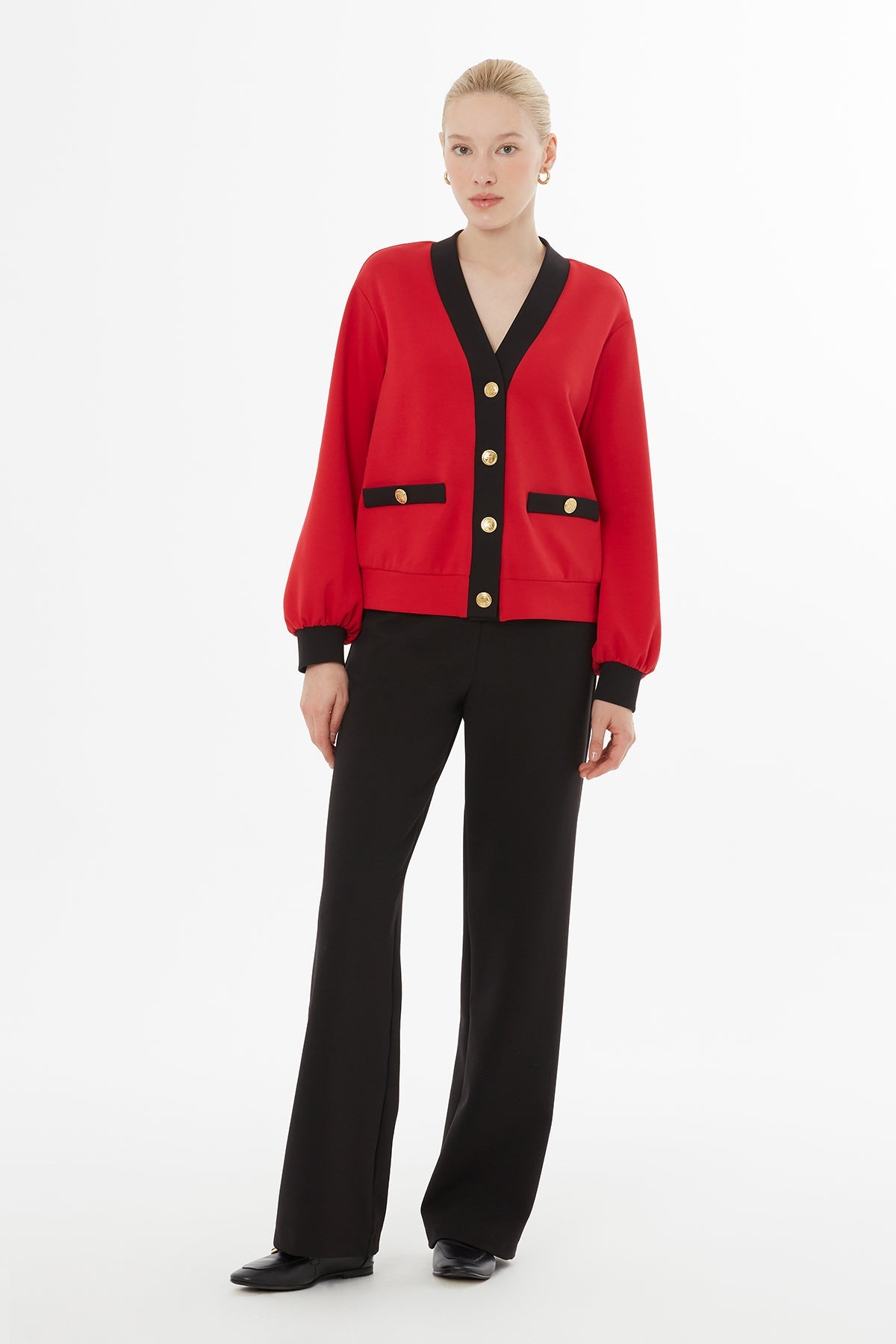 Red Button-Down Tracksuit Set