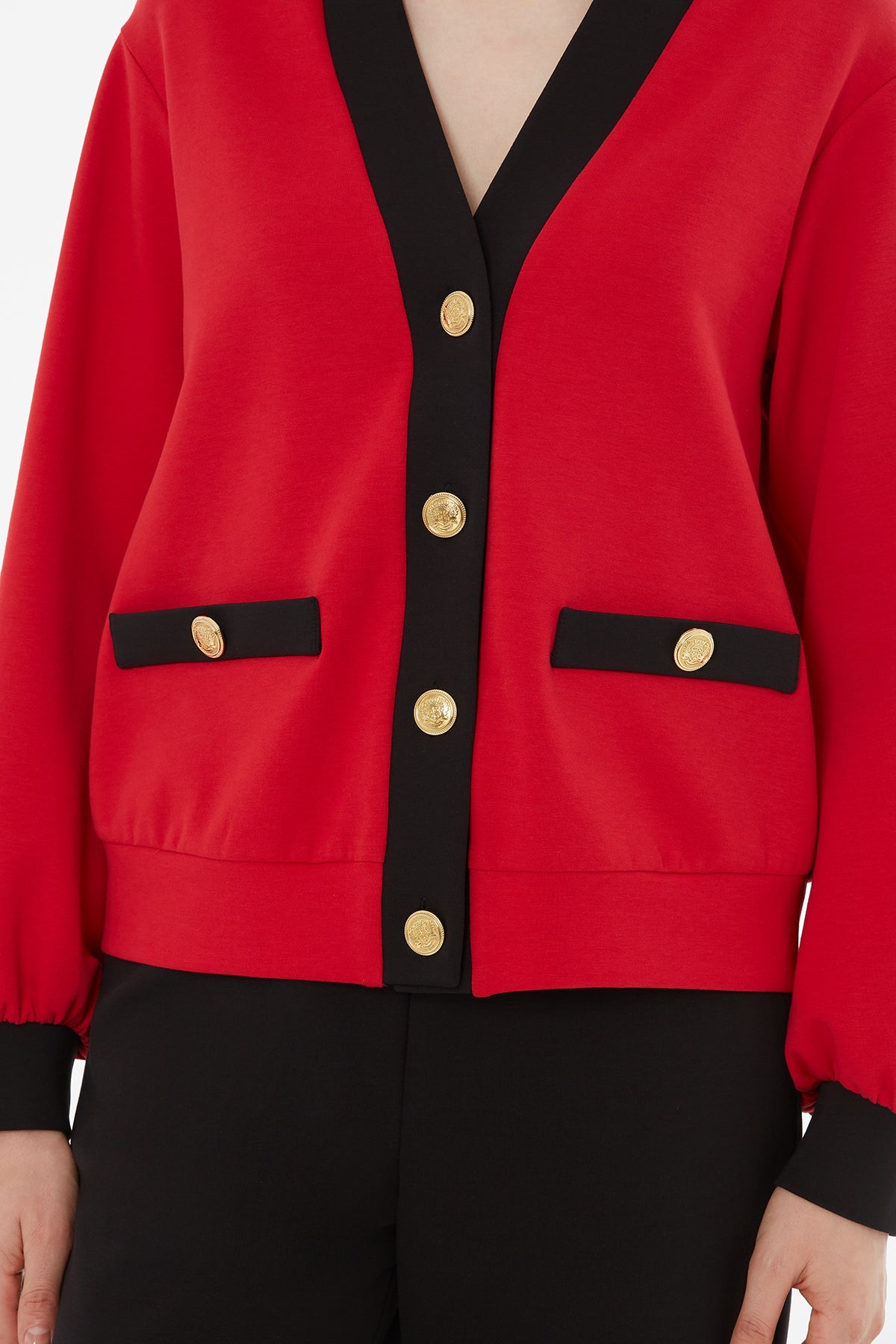 Red Button-Down Tracksuit Set