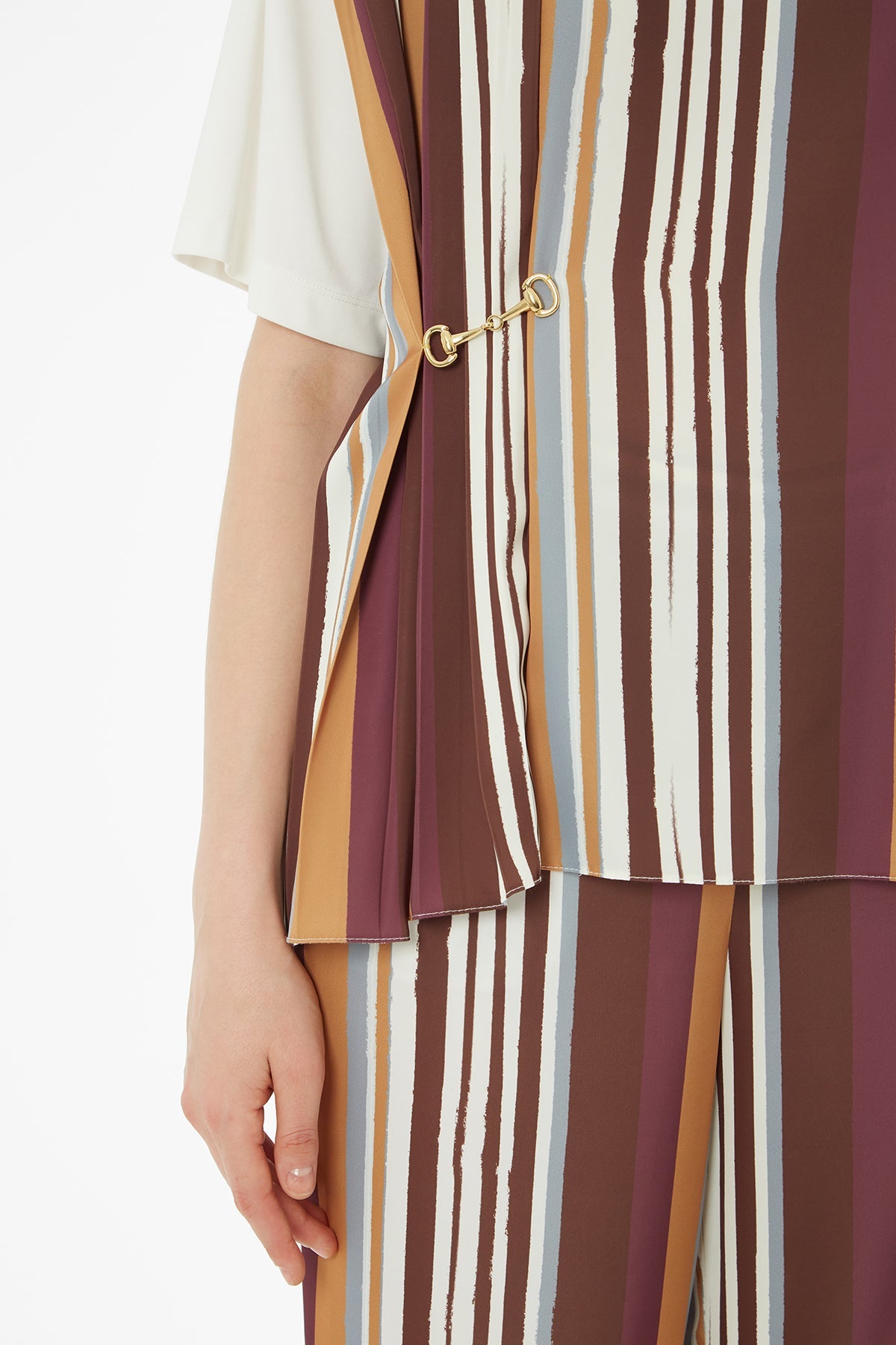 Printed Pleated Striped Set with Detail