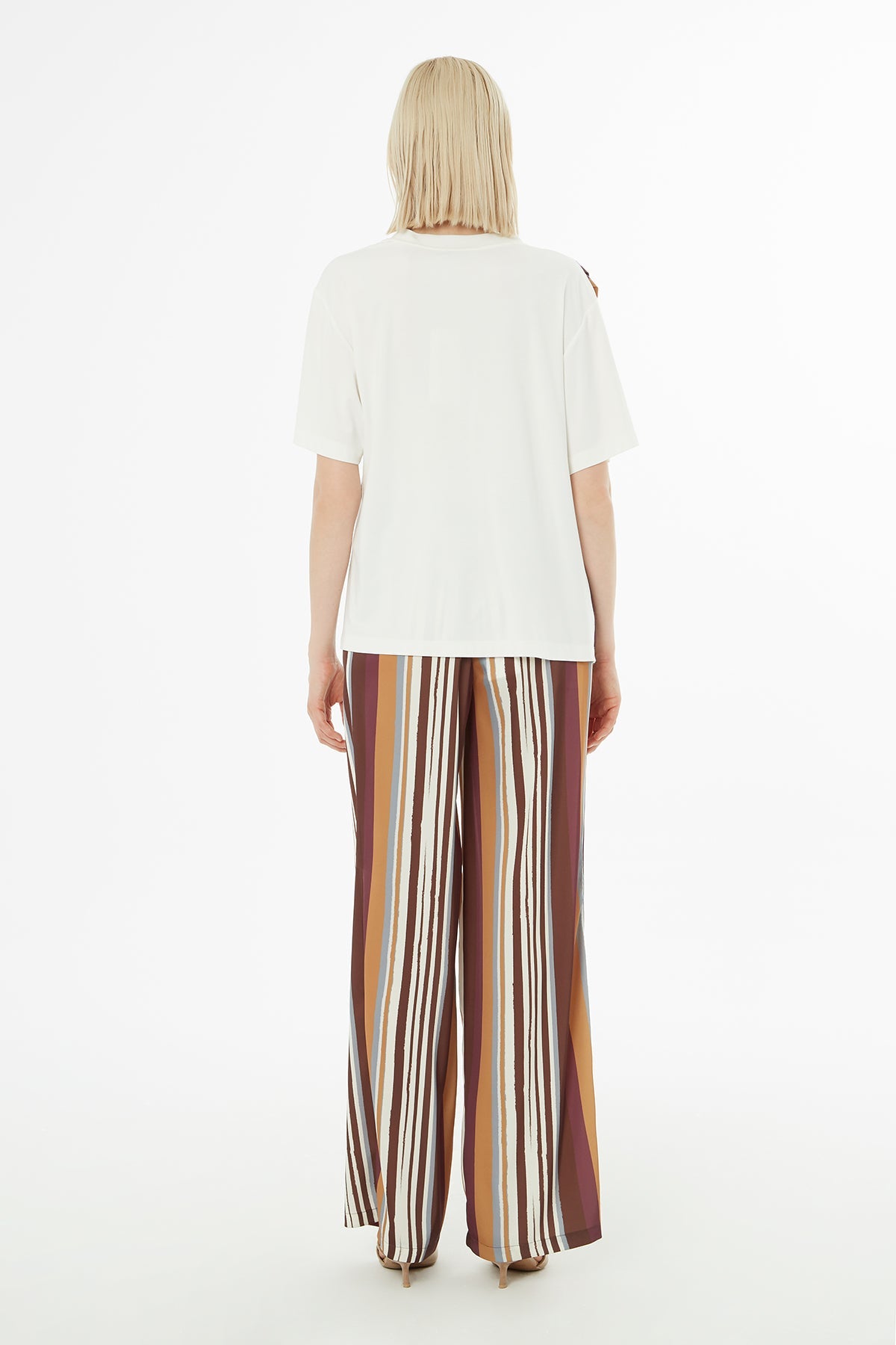 Printed Pleated Striped Set with Detail