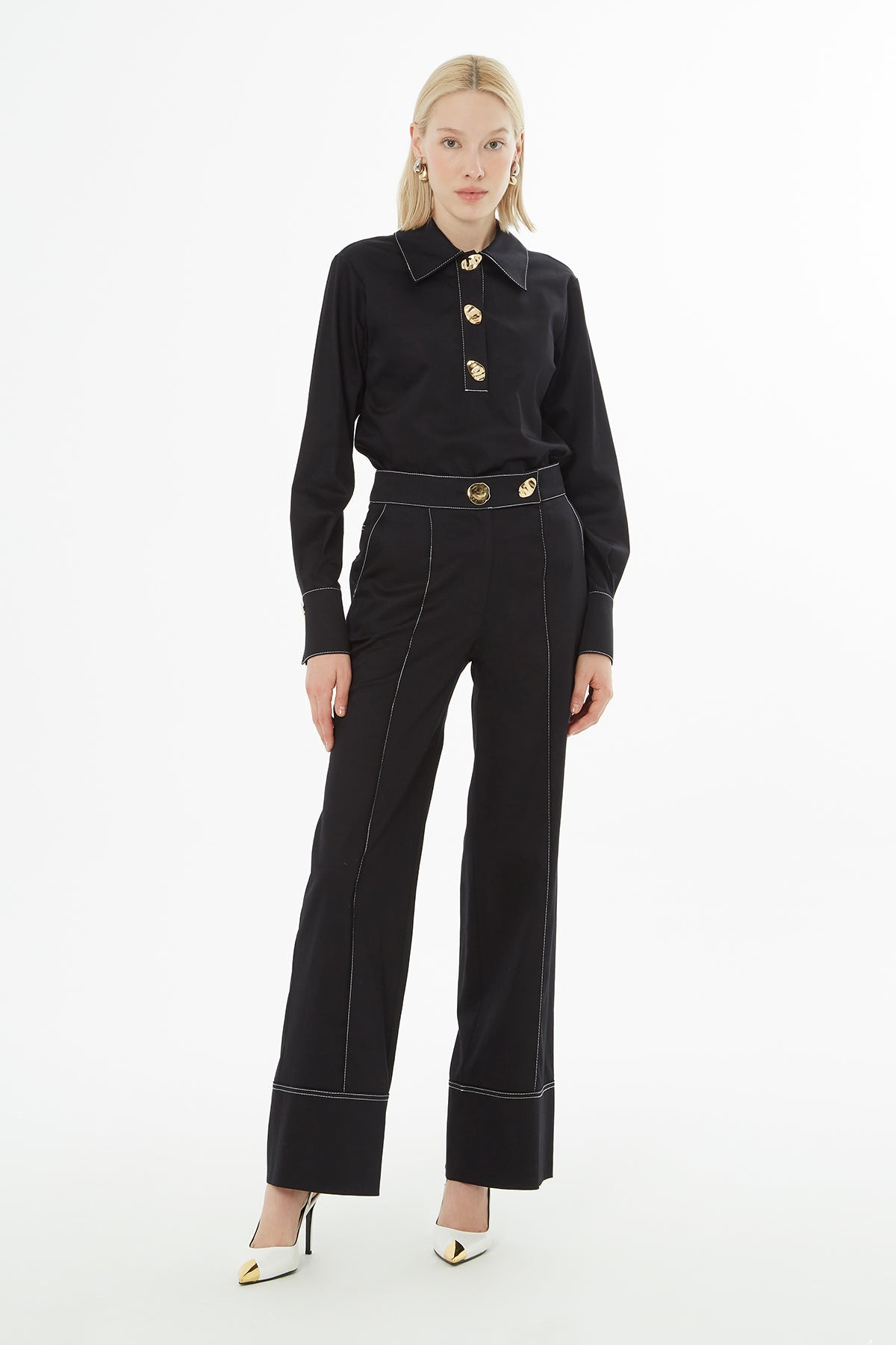Black Pants with Contrast Stitching