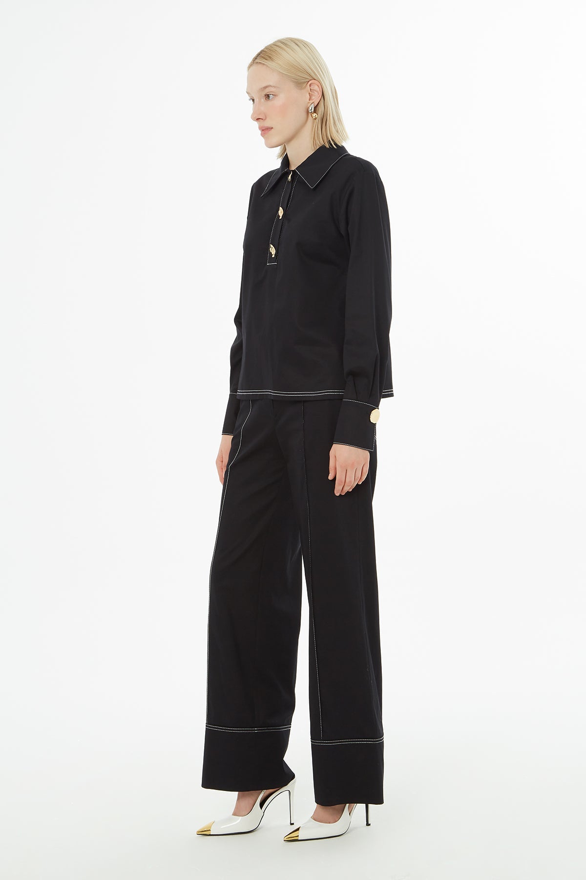 Black Shirt with Contrast Stitching