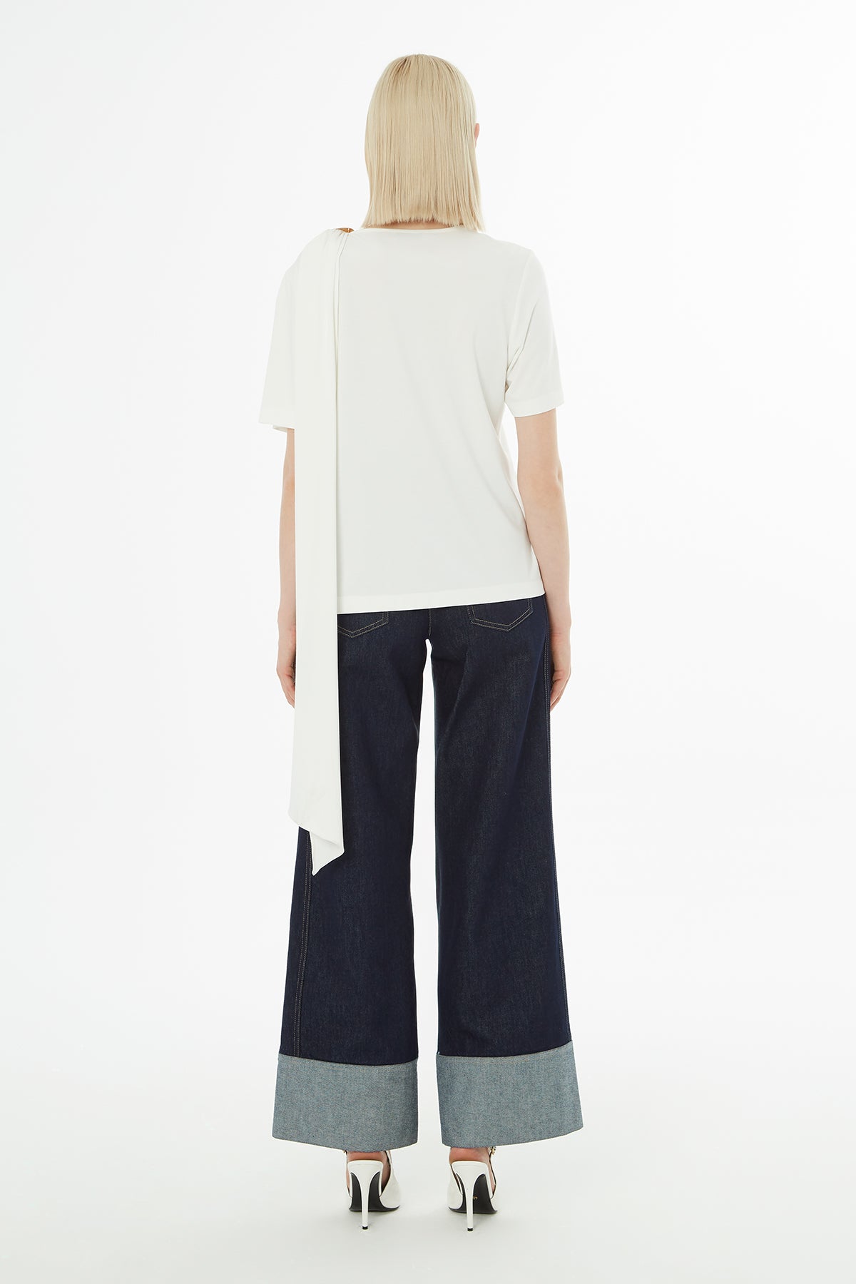 Ecru Blouse with Scarf Detail