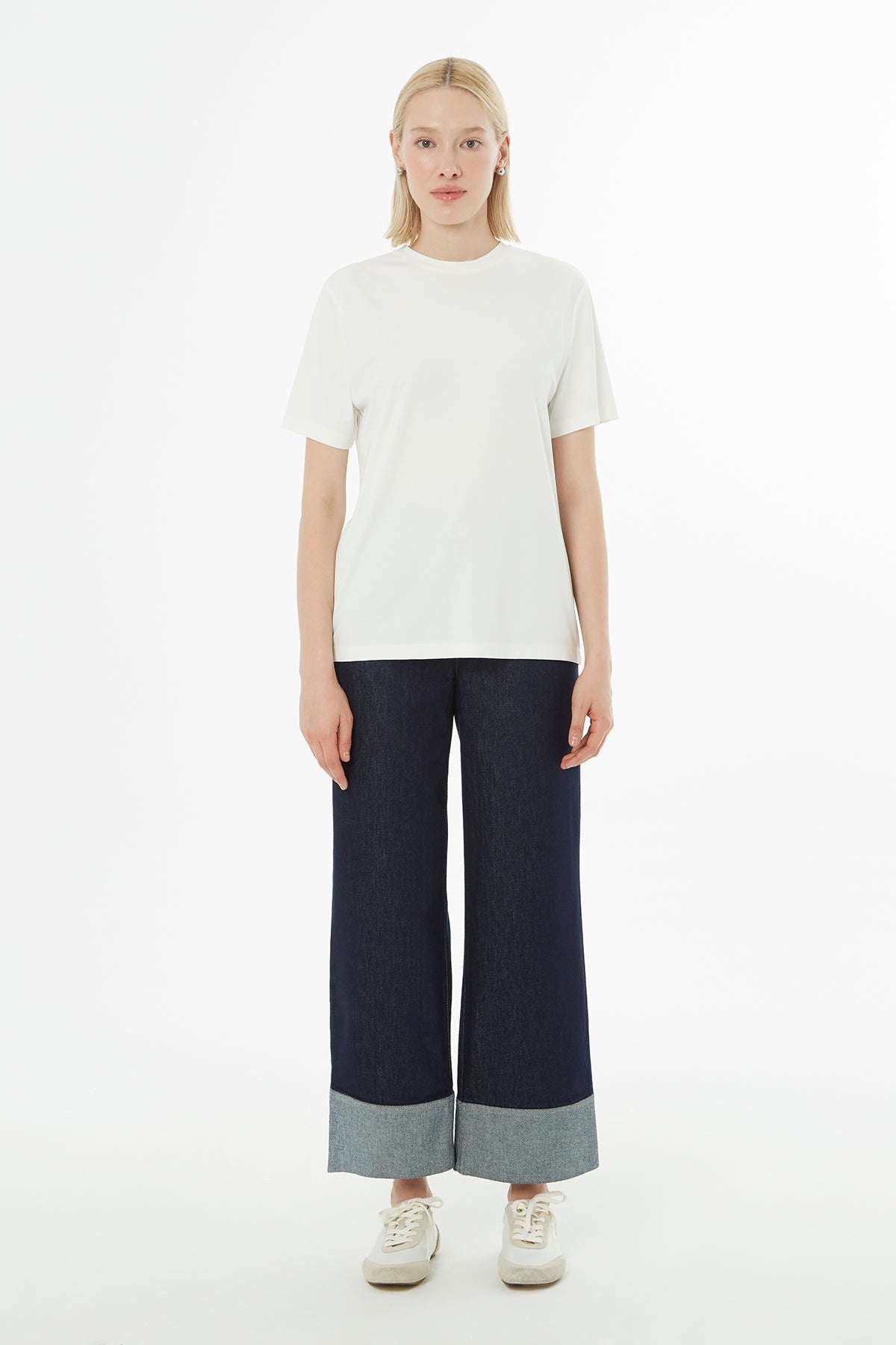 Ecru Basic Crew-Neck T-Shirt