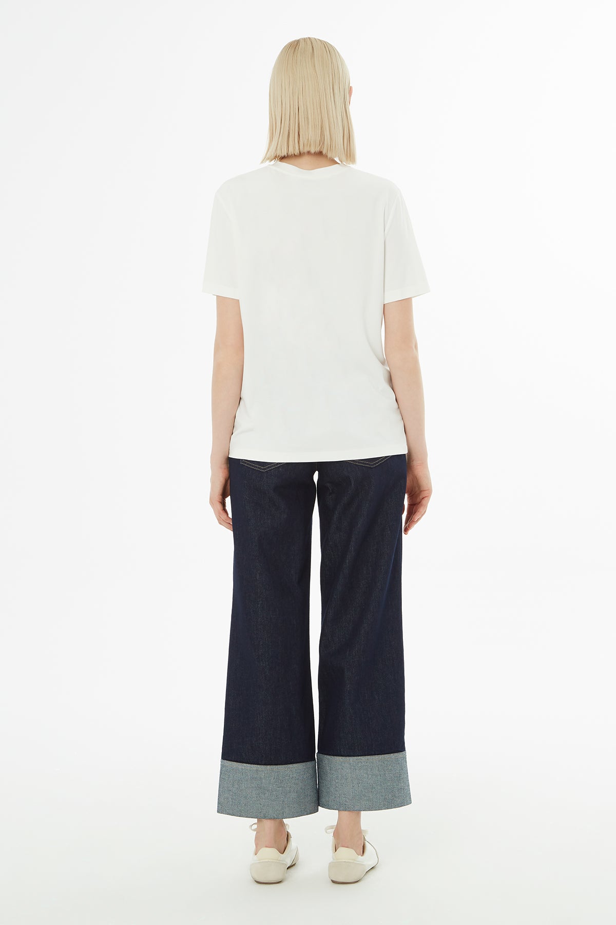 Ecru Basic Crew-Neck T-Shirt