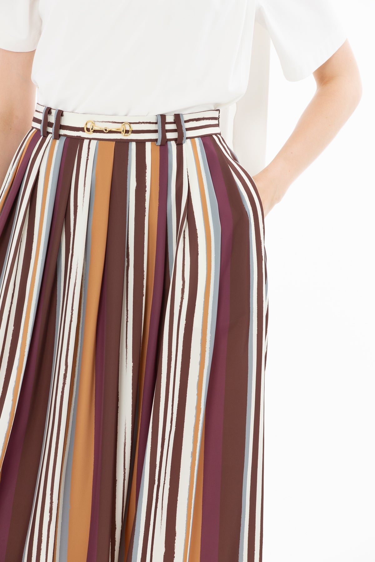 Printed Pleated Midi Skirt