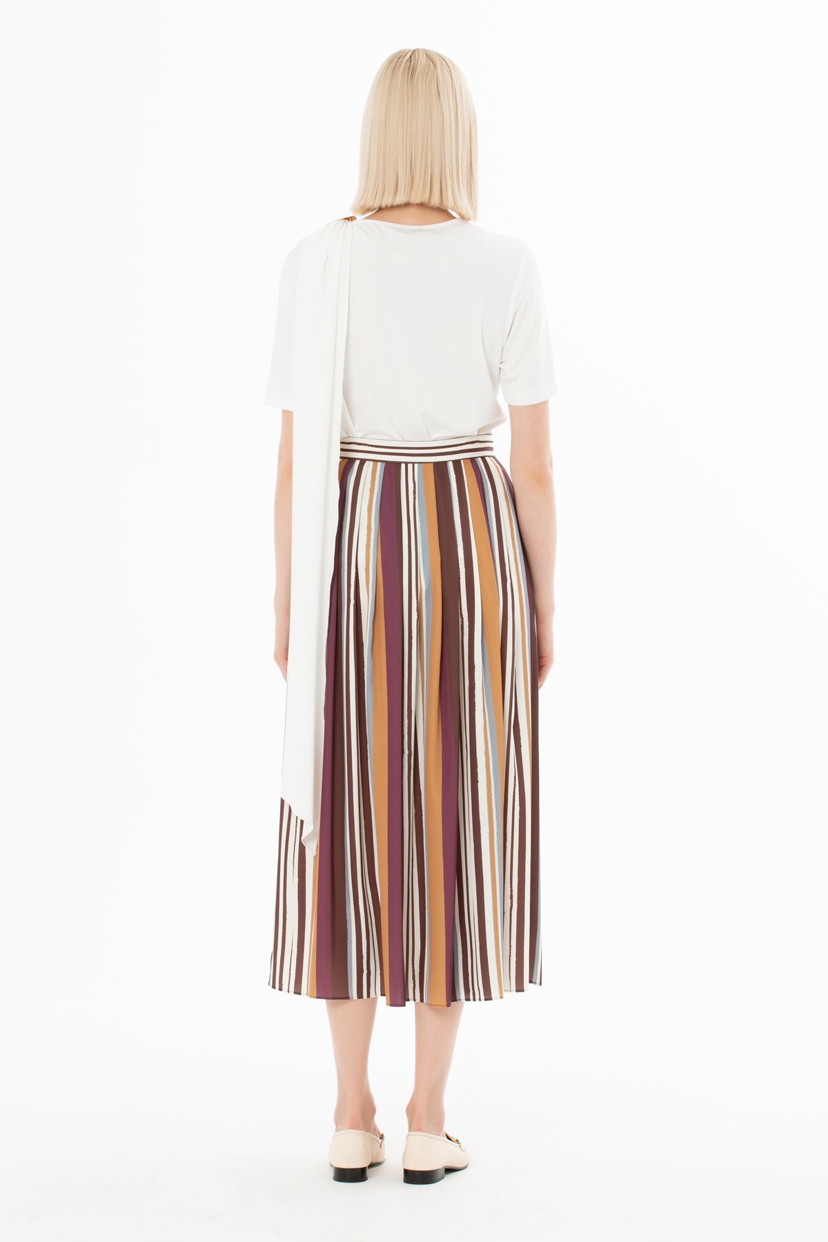 Printed Pleated Midi Skirt