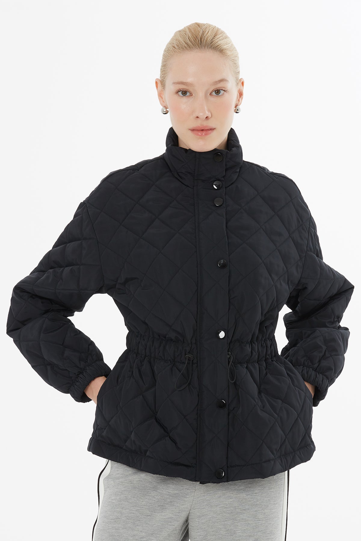 Black Jacket with Elasticated Waist