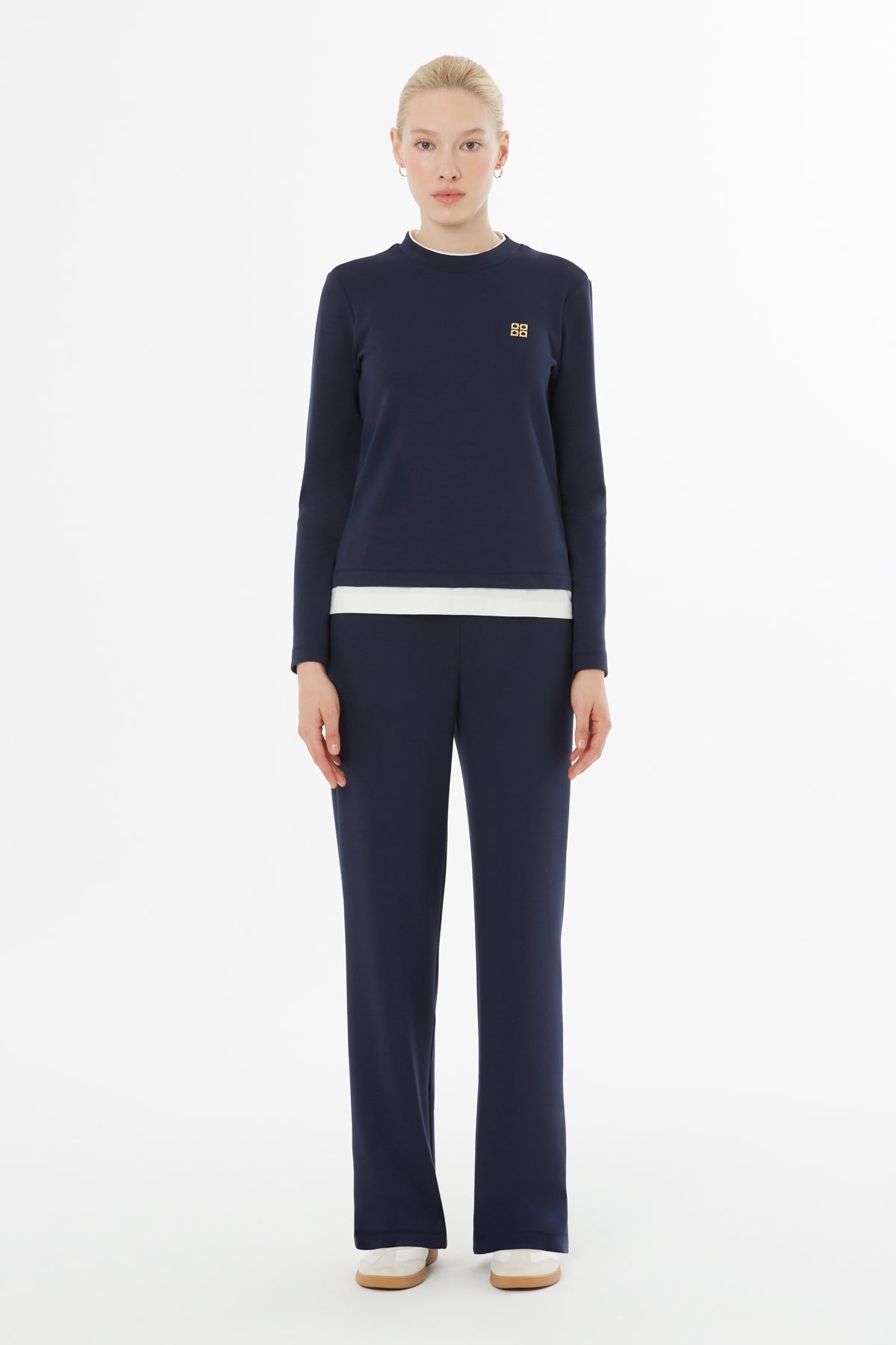 Tracksuit Set with Panel Hem and Elastic Waist