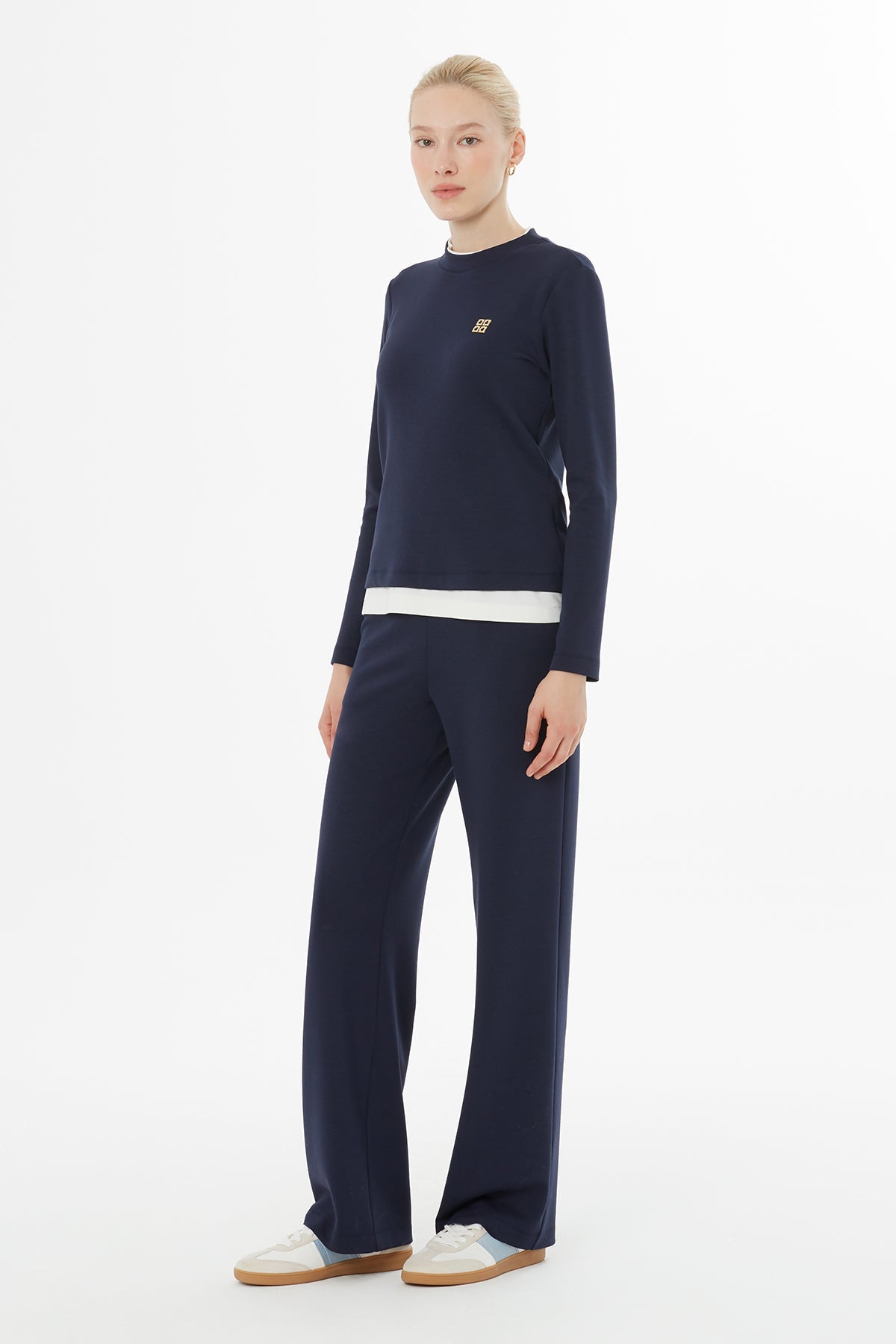 Tracksuit Set with Panel Hem and Elastic Waist