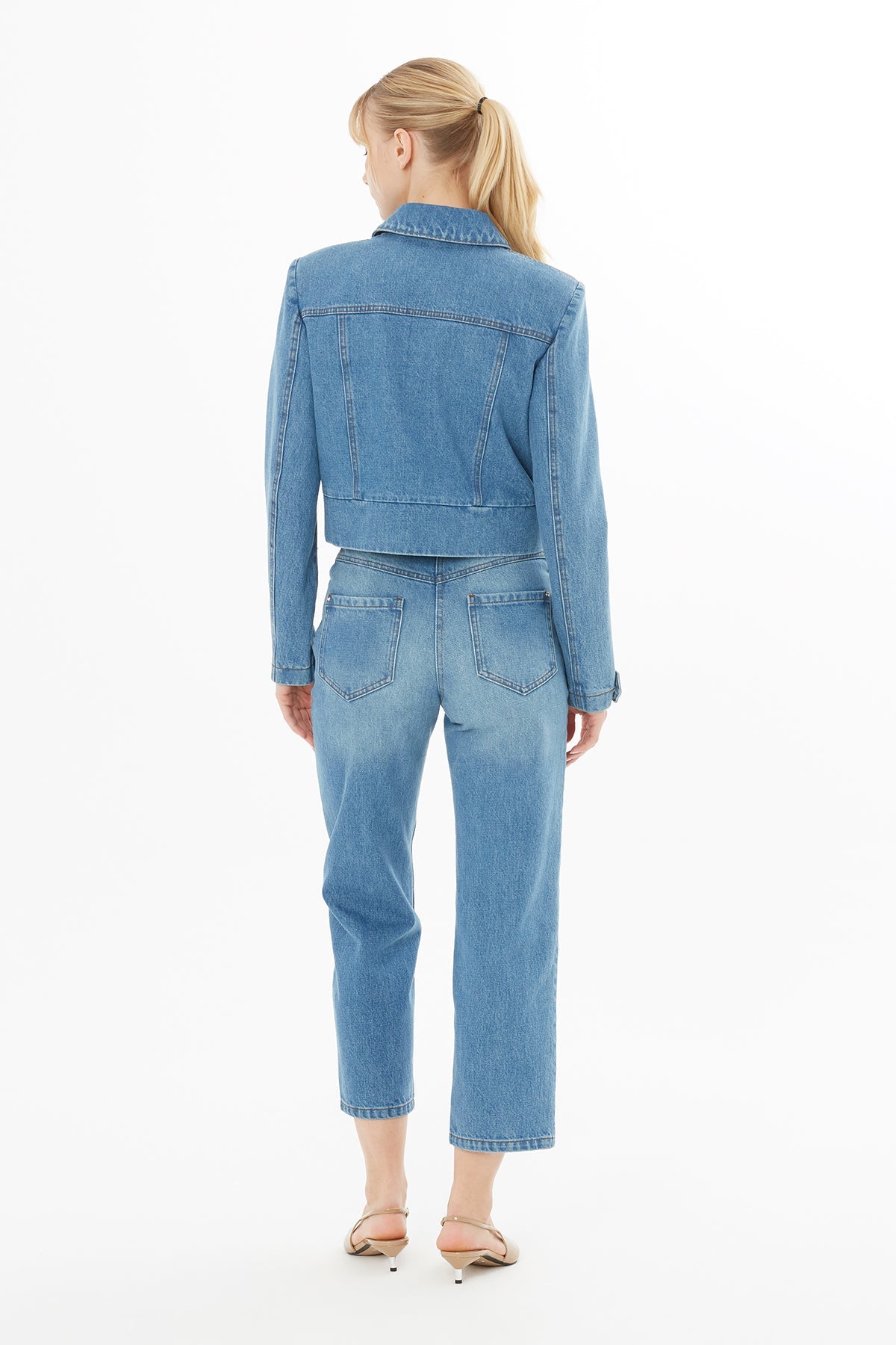 Denim Jacket with Shirt Collar