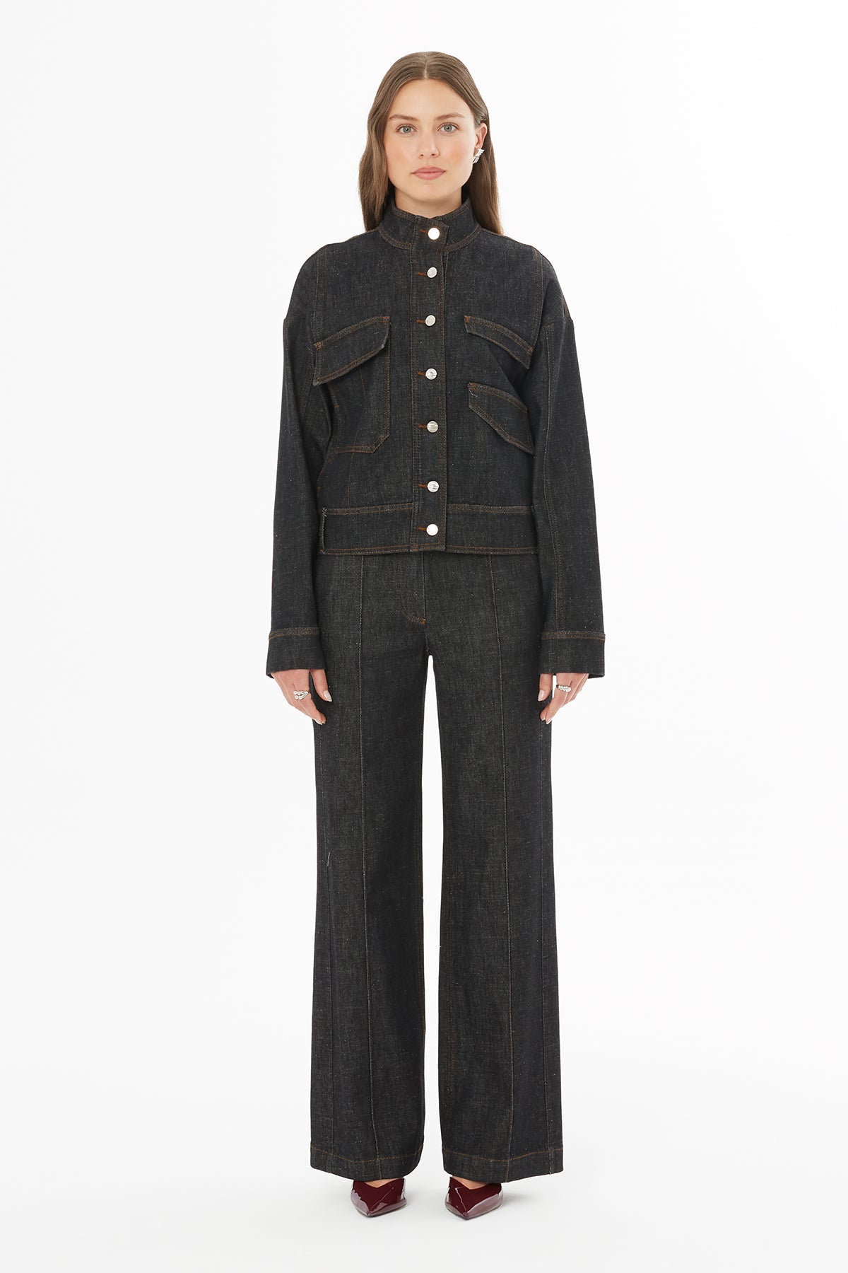 Denim Button-Fastening Jacket