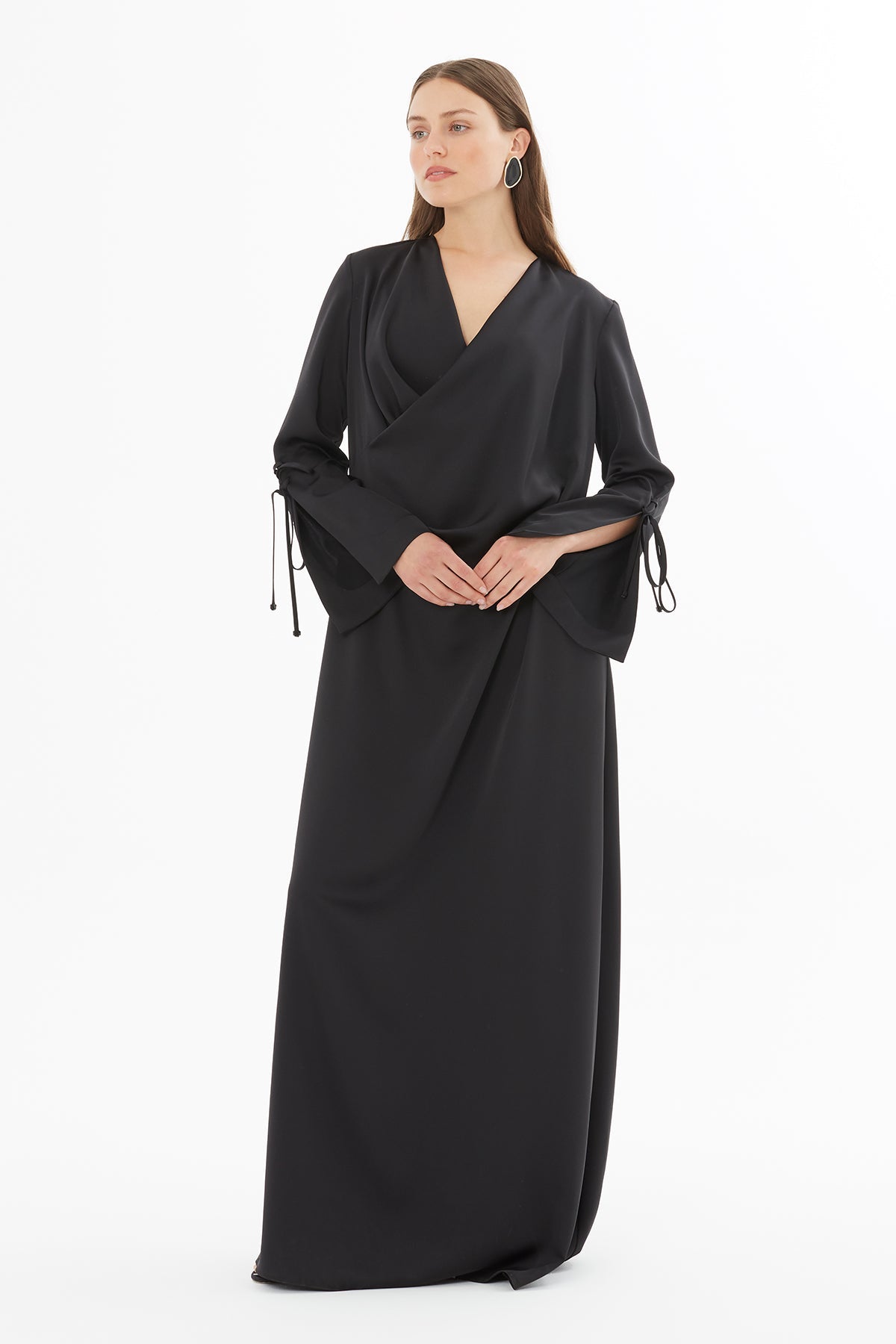 Black Long V-Neck Dress