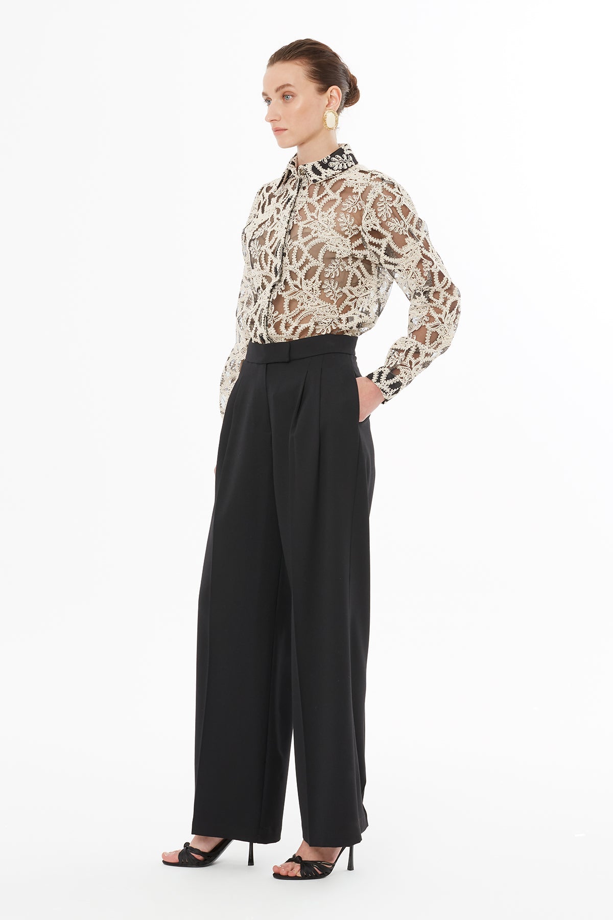 Black Trousers with Pleat Detail