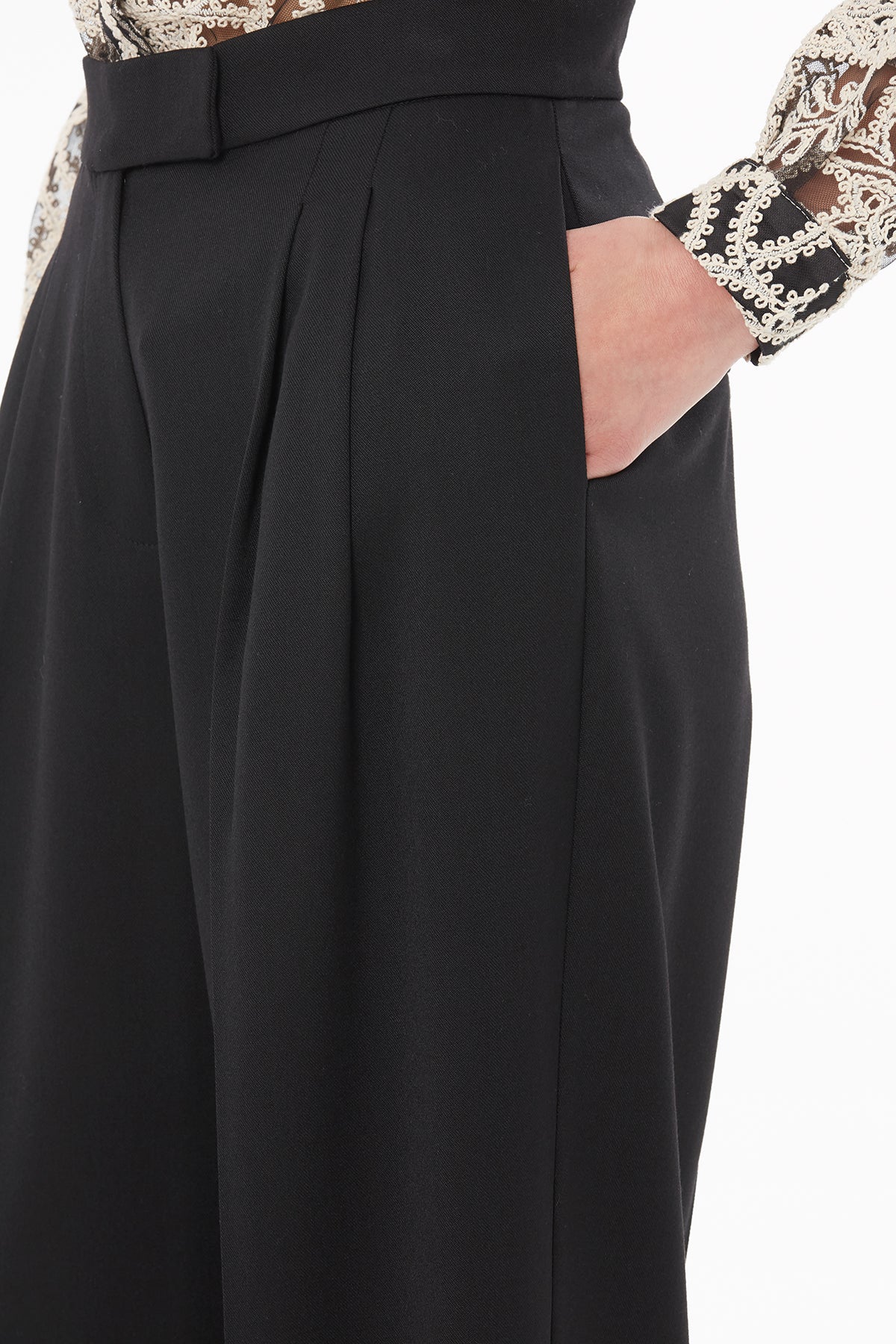 Black Trousers with Pleat Detail