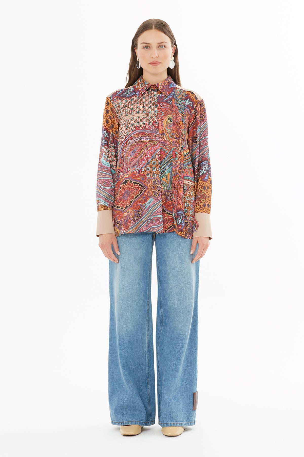 Printed Shirt with Pleat Detail