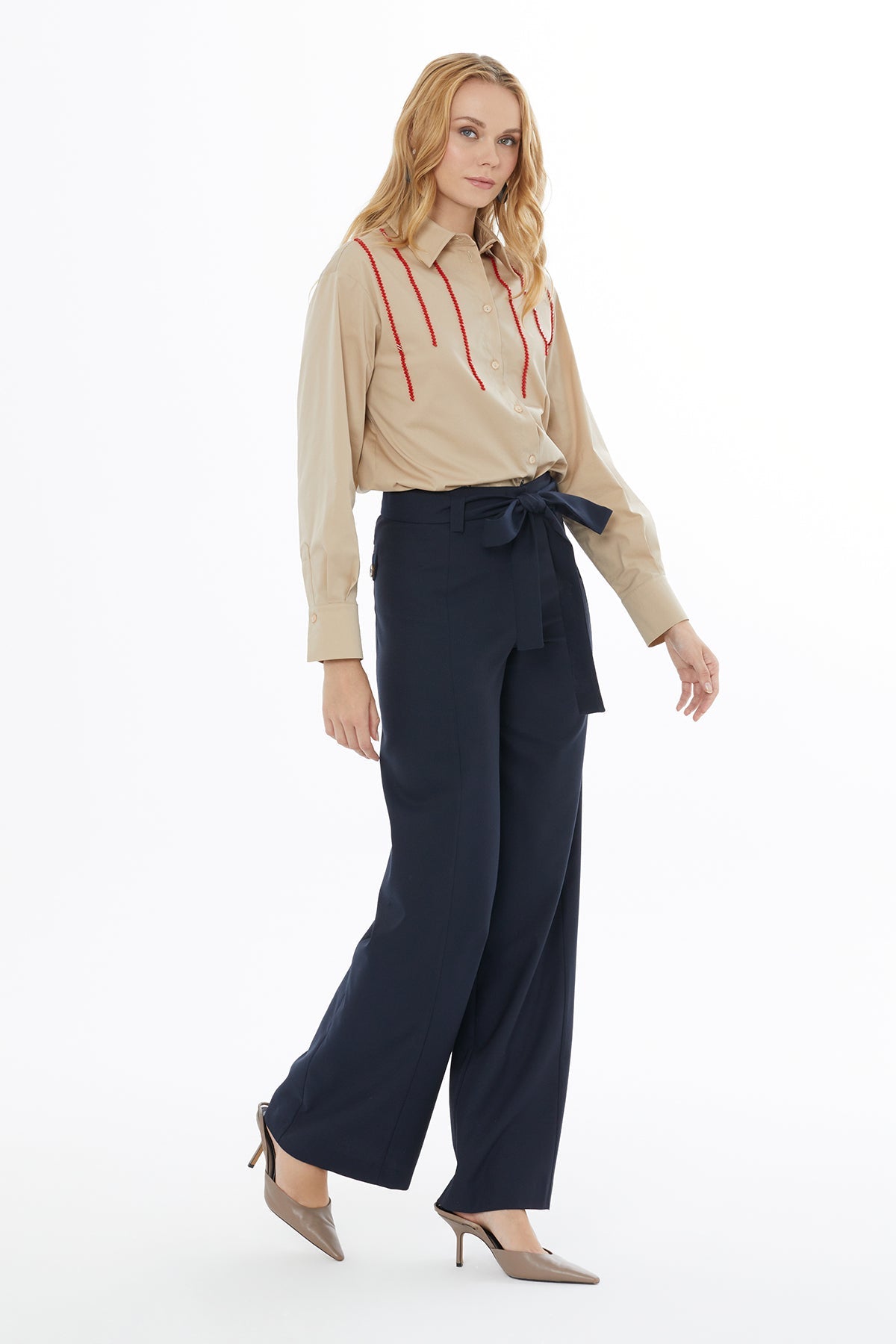 Pants with Back Button Detail