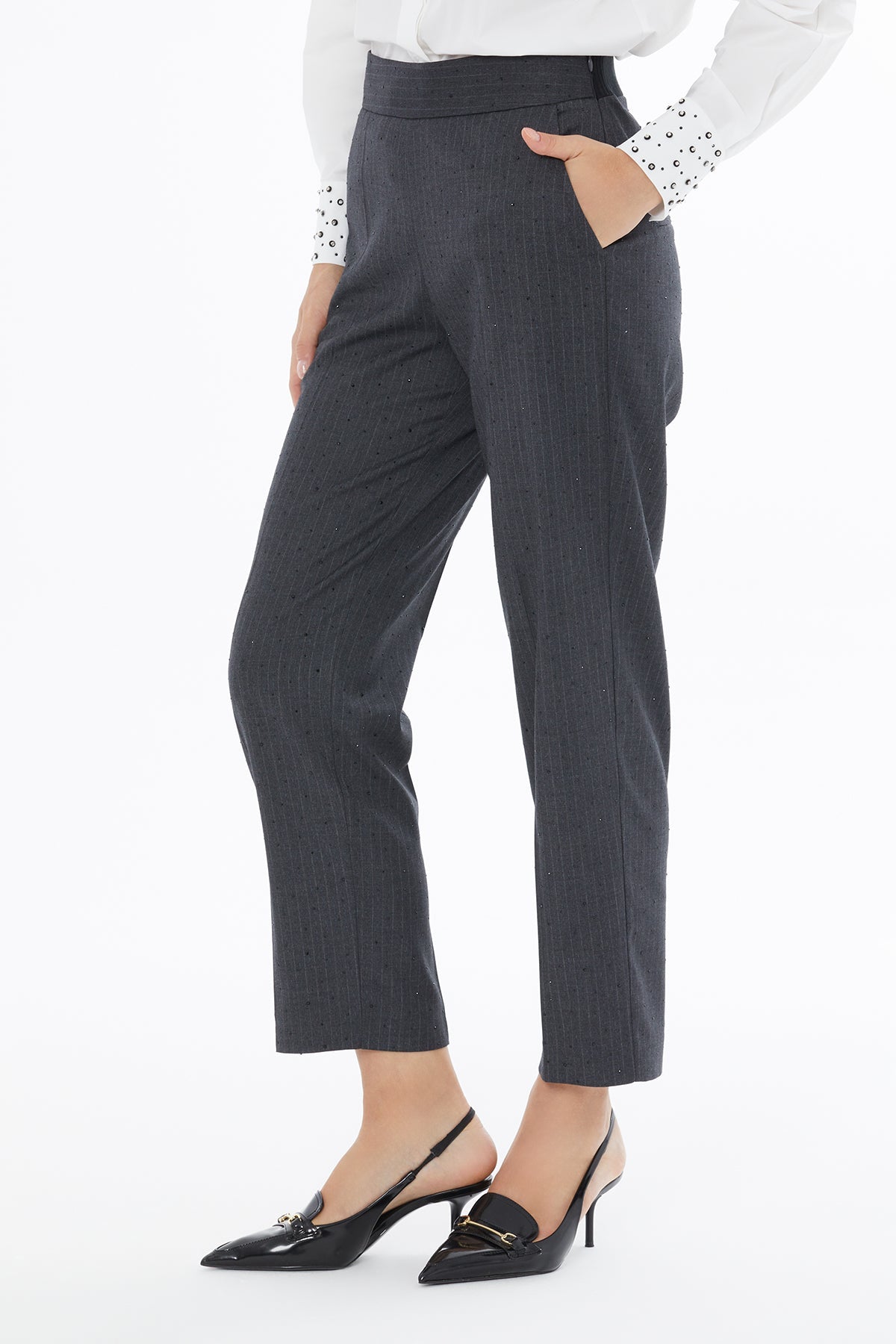 Grey Ankle-Length Trousers
