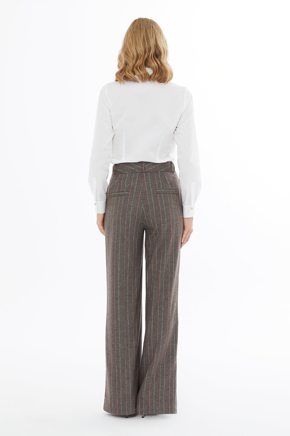 Brown Striped Palazzo Trousers