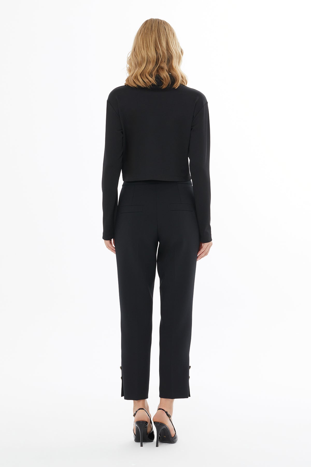 Black T-Shirt with Button Closure